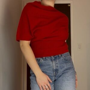 90s Red Cashmere Bubble Sweater